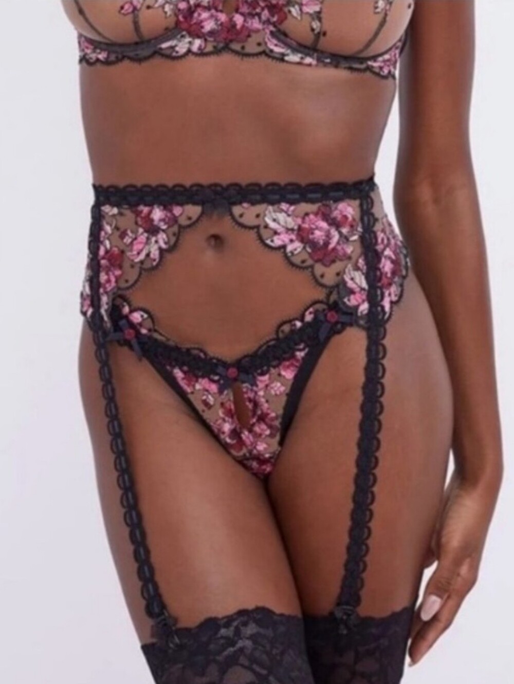 NEW! GARTER For Love and Lemons Juliet Floral Dot Garter Belt Size XL